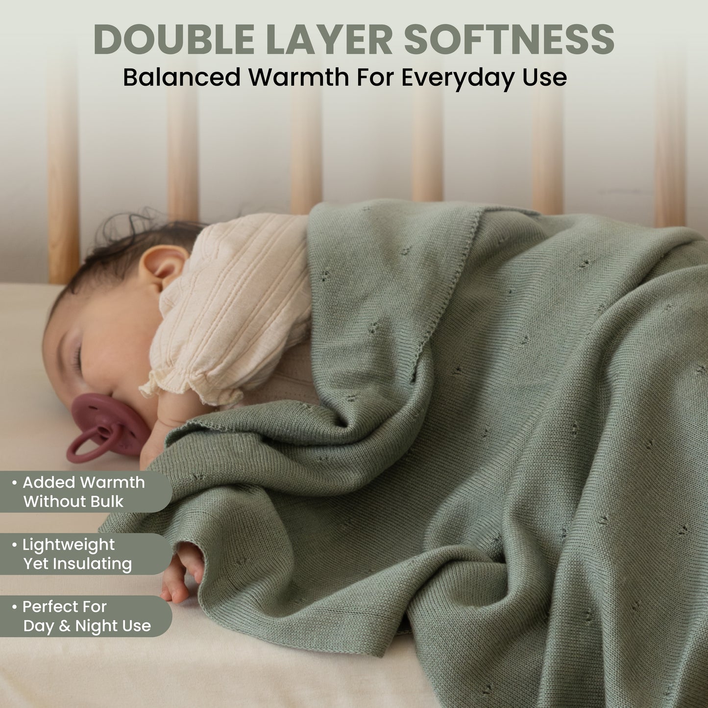 Little Dedi- 100% Tencel Lyocell Organic Baby Blanket – Double Layer, Breathable & Temperature Regulating – Oeko-TEX Certified – 30x40” – Gift Box + Ribbon Wrapped (Green)