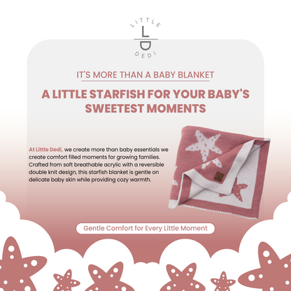 Little Dedi Baby Blanket 30x40 in – Soft, Reversible Acrylic Knit Blanket with Bow – Oeko-TEX Certified – Hearts - Starfish Antique Rose