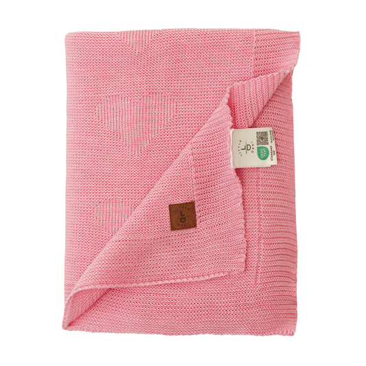 Little Dedi Soft Baby Knitted Blanket - Soft Toddler, Crib, Stroller Blanket - Neutral Swaddle and Receiving Blanket for Newborns, 30 x 40 in Pink Design: Hearts