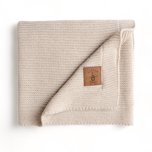 Little Dedi Soft Baby Knitted Blanket - Soft Toddler, Crib, Stroller Blanket - Neutral Swaddle and Receiving Blanket for Newborns, 30 x 40 in, Stone