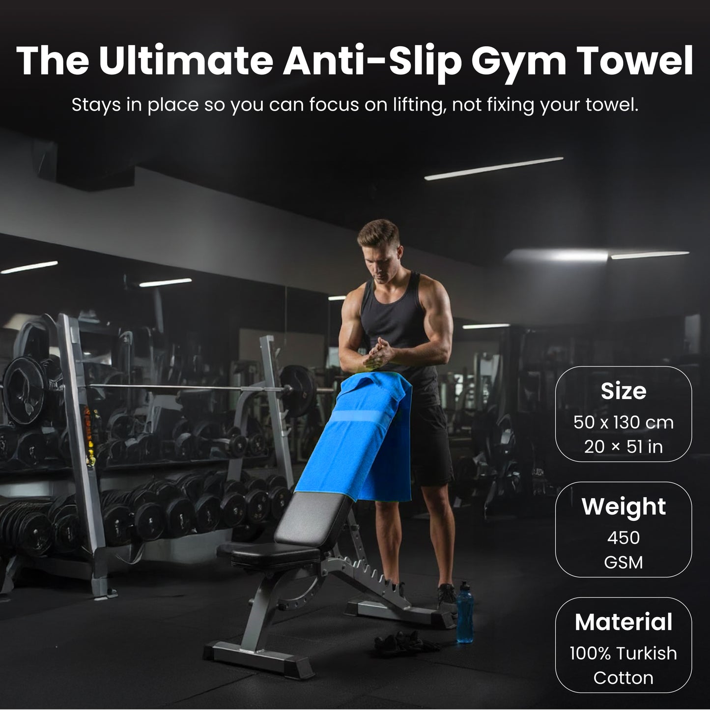 Dalisa Bench Hood Gym Towel – 100% Turkish Cotton – Non-Slip Hooded Design for Weight Benches – 450 GSM – 19.7" x 51.2" – Ultra-Absorbent, Quick-Dry Workout Towel – Made in Türkiye – Lime Green