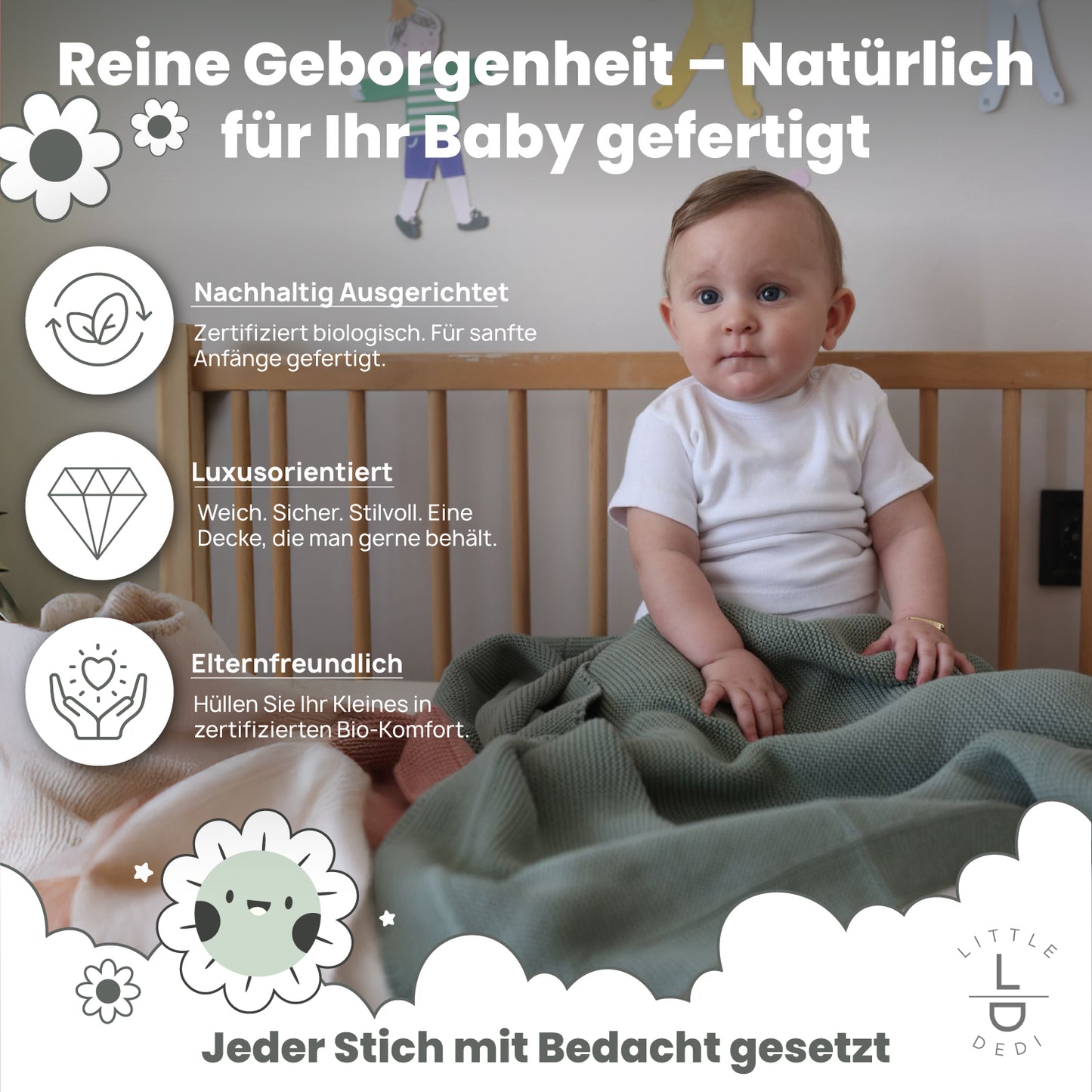Little Dedi Aleyna GOTS Organic Certified, 70% Organic Cotton - 30% Tencel Green