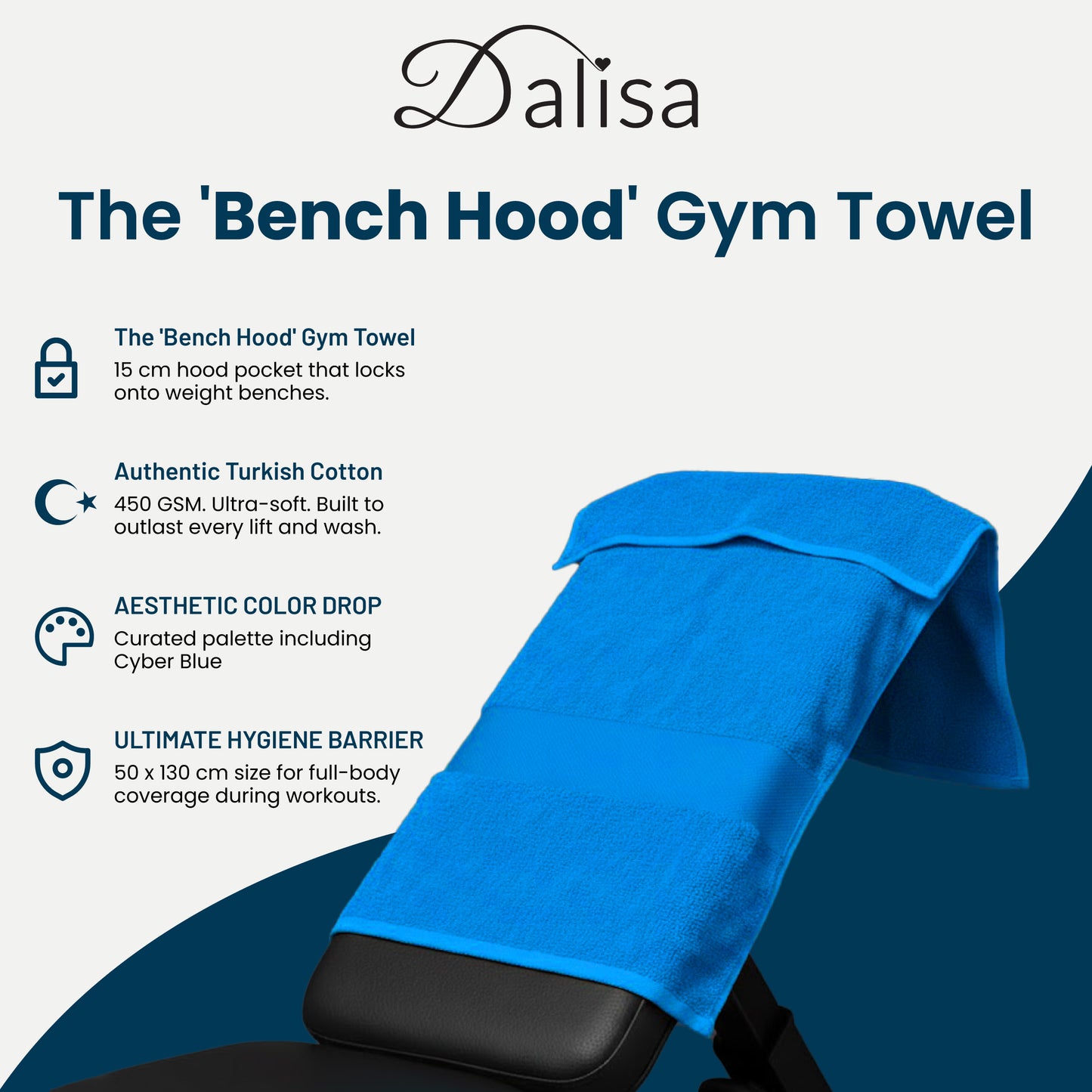 Dalisa Bench Hood Gym Towel – 100% Turkish Cotton – Non-Slip Hooded Design for Weight Benches – 450 GSM – 19.7" x 51.2" – Ultra-Absorbent, Quick-Dry Workout Towel – Made in Türkiye – Lime Green