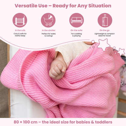 Little Dedi Alina Pink Baby Blanket – Soft Knitted Blanket for Babies 31 x 39 in, – Cuddly & Breathable – Oeko-TEX Certified – Ideal for Newborns, Strollers & Cribs