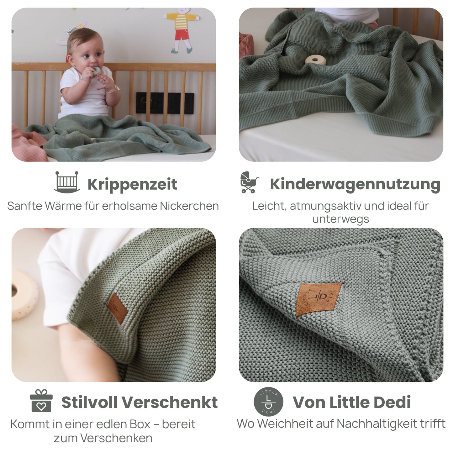 Little Dedi Aleyna GOTS Organic Certified, 70% Organic Cotton - 30% Tencel Green