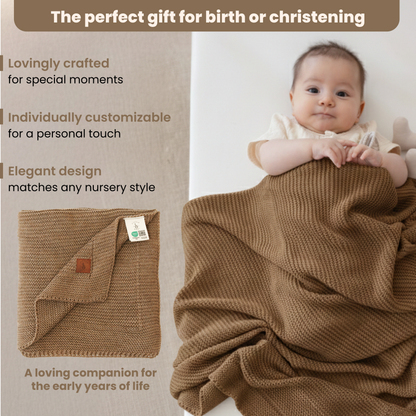 Little Dedi Soft Baby Knitted Blanket - Soft Toddler, Crib, Stroller Blanket - Neutral Swaddle and Receiving Blanket for Newborns, 30"x40", Mocha Meringue