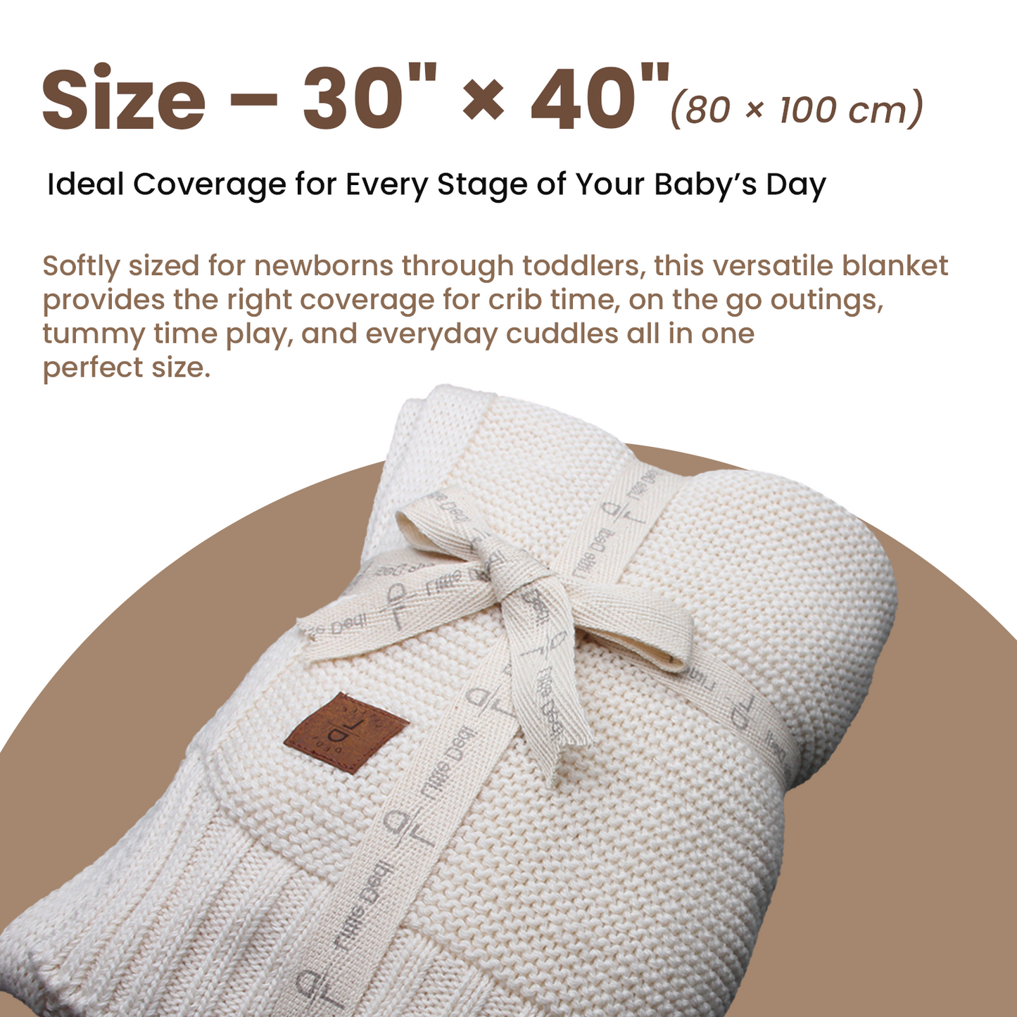 Little Dedi Organik Bebek Battaniyesi Hediye Seti, Yeniden Kullanılabilir Sepet ile – Ultra Yumuşak GOTS Pamuk ve Tencel Örgü – Yenidoğanlar ve Bebekler için 76x102 Nefes Alabilen Süveter Örgü Battaniye – Earth Ivory (Bej)