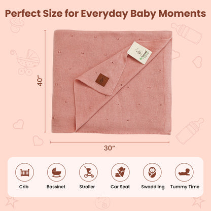 Little Dedi - %100 Tencel Lyocell Organik Bebek Battaniyesi – Çift Katmanlı, Nefes Alabilen ve Sıcaklık Düzenleyici – Oeko-TEX Sertifikalı – 76x101 cm – Hediye Kutusu + Kurdele Sargılı (Gül)
