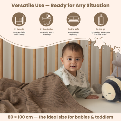 Little Dedi Soft Baby Knitted Blanket - Soft Toddler, Crib, Stroller Blanket - Neutral Swaddle and Receiving Blanket for Newborns, 30"x40", Mocha Meringue