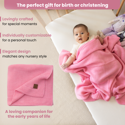 Little Dedi Alina Pink Baby Blanket – Soft Knitted Blanket for Babies 31 x 39 in, – Cuddly & Breathable – Oeko-TEX Certified – Ideal for Newborns, Strollers & Cribs