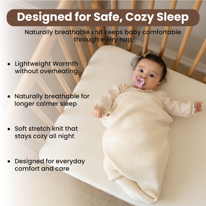 Little Dedi Organik Bebek Battaniyesi Hediye Seti, Yeniden Kullanılabilir Sepet ile – Ultra Yumuşak GOTS Pamuk ve Tencel Örgü – Yenidoğanlar ve Bebekler için 76x102 Nefes Alabilen Süveter Örgü Battaniye – Earth Ivory (Bej)