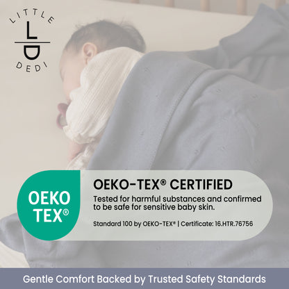 Little Dedi- 100% Tencel Lyocell Organic Baby Blanket – Double Layer, Breathable & Temperature Regulating – Oeko-TEX Certified – 30x40” – Gift Box + Ribbon Wrapped (Grey Blue)