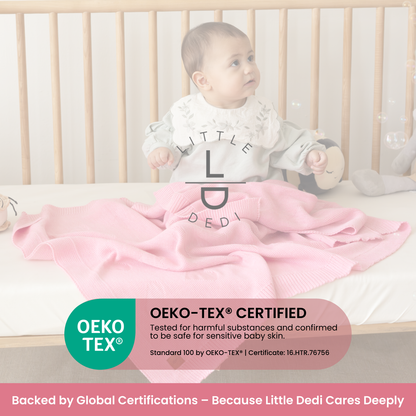 Little Dedi Soft Baby Knitted Blanket - Soft Toddler, Crib, Stroller Blanket - Neutral Swaddle and Receiving Blanket for Newborns, 30 x 40 in Pink Design: Hearts