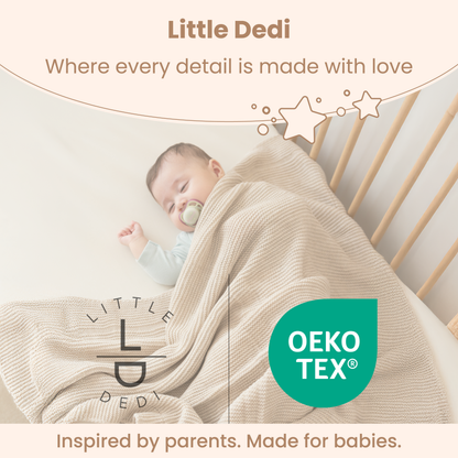 Little Dedi Soft Baby Knitted Blanket - Soft Toddler, Crib, Stroller Blanket - Neutral Swaddle and Receiving Blanket for Newborns, 30 x 40 in, Stone