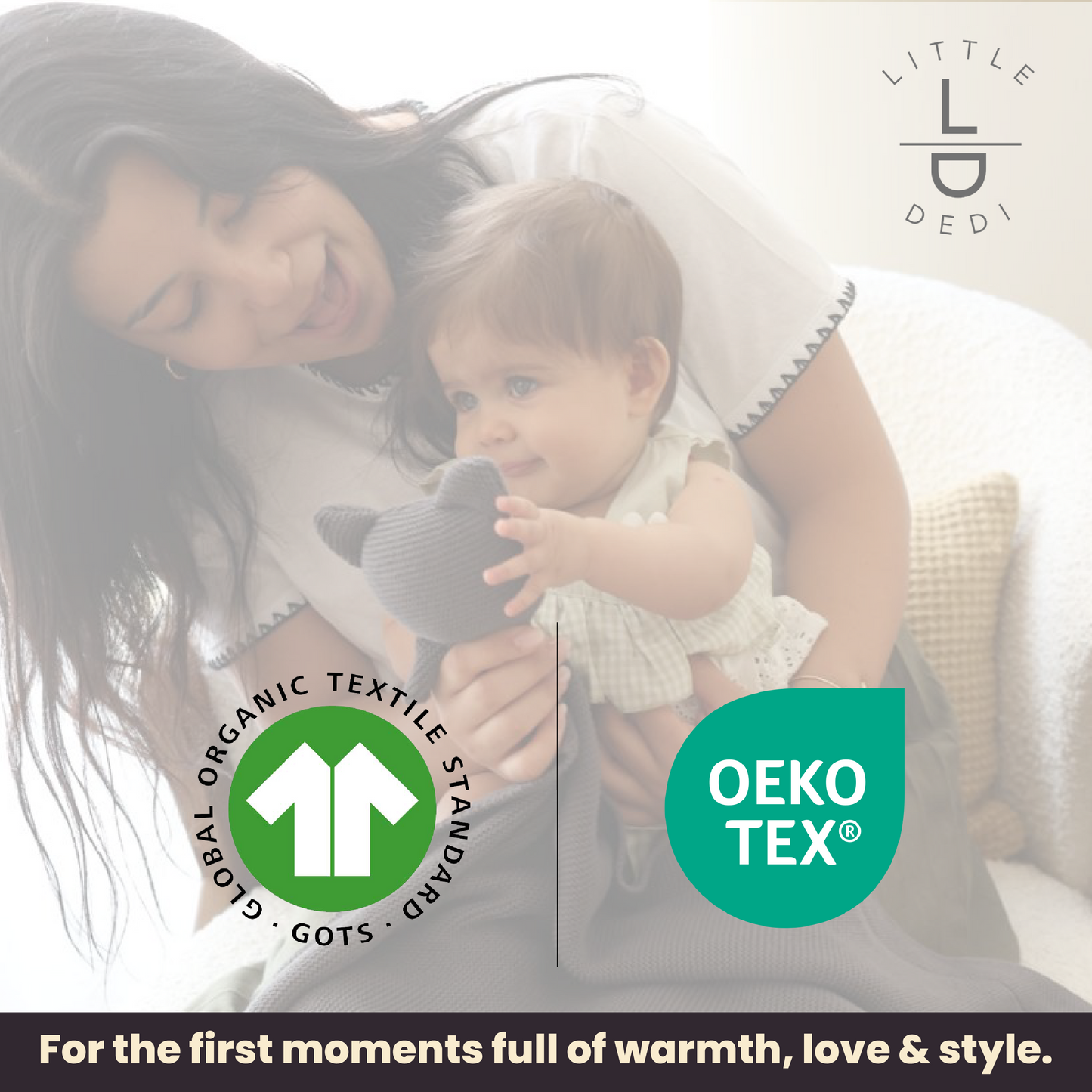 Little Dedi 100% Organic Cotton Baby Blanket with Koala Comforter – Soft Swaddle Blanket for Newborns, Crib & Pram Bedding