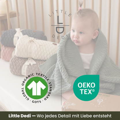 Little Dedi 100% Organic Cotton Baby Knitted Blanket with Gift Box - Soft Toddler, Crib, Stroller Blanket - Neutral Swaddle and Receiving Blanket for Newborns, 30"x40", Pepper Green