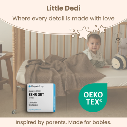 Little Dedi Soft Baby Knitted Blanket - Soft Toddler, Crib, Stroller Blanket - Neutral Swaddle and Receiving Blanket for Newborns, 30"x40", Mocha Meringue