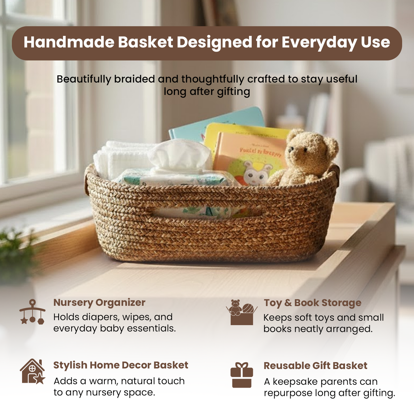 Little Dedi Organik Bebek Battaniyesi Hediye Seti, Yeniden Kullanılabilir Sepet ile – Ultra Yumuşak GOTS Pamuk ve Tencel Örgü – Yenidoğanlar ve Bebekler için 76x102 Nefes Alabilen Süveter Örgü Battaniye – Earth Ivory (Bej)