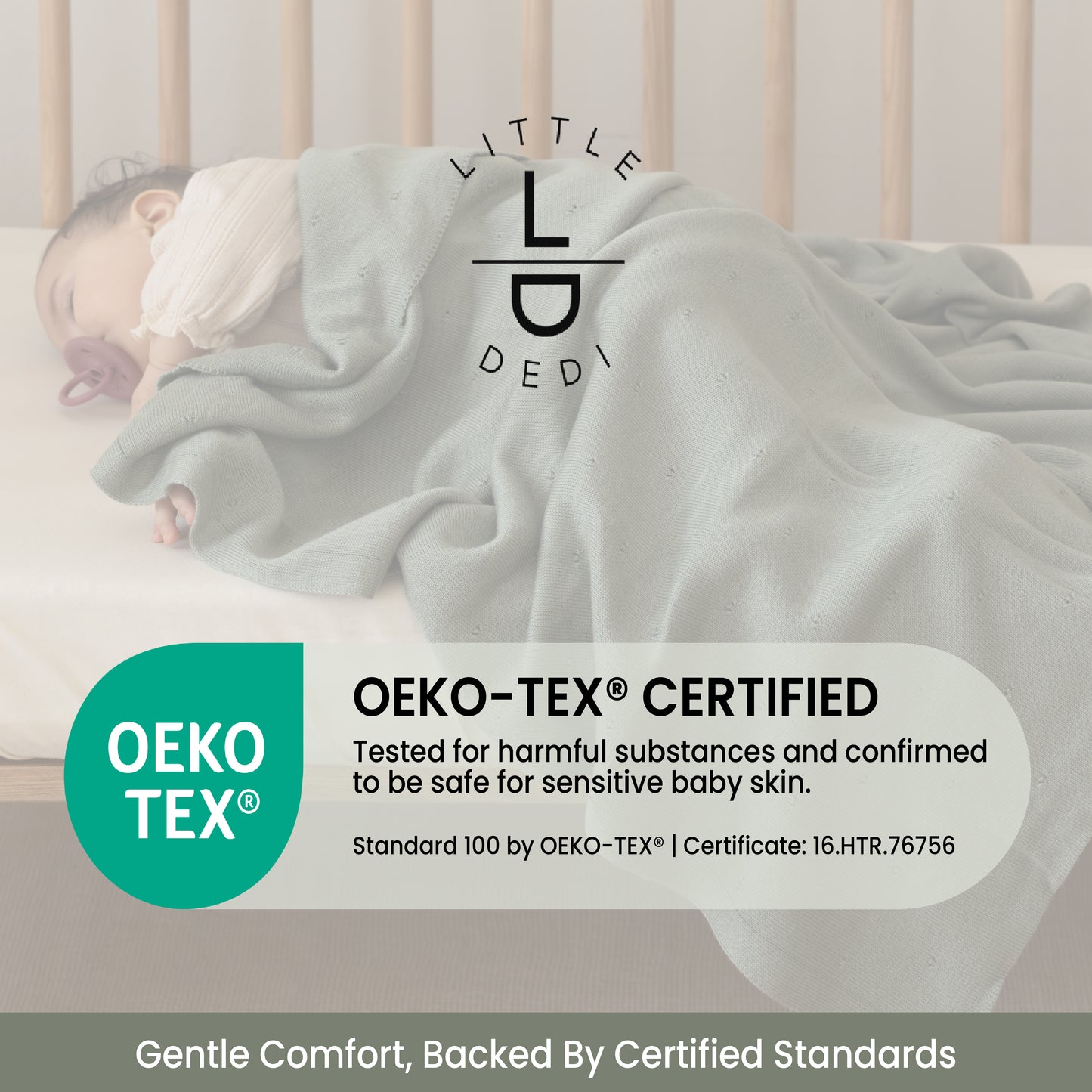 Little Dedi - %100 Tencel Lyocell Organik Bebek Battaniyesi – Çift Katlı, Nefes Alabilir ve Sıcaklık Düzenleyici – Oeko-TEX Sertifikalı – 76x101 cm – Hediye Kutusu + Kurdele Sargılı (Yeşil)