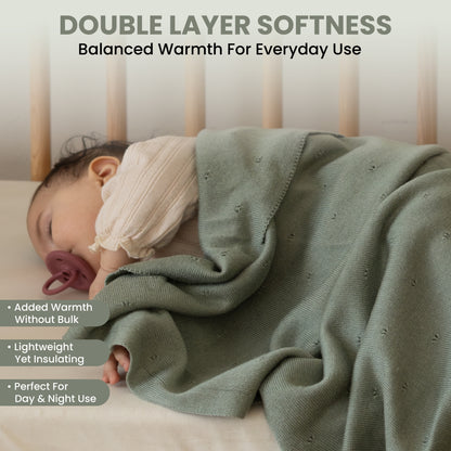 Little Dedi - %100 Tencel Lyocell Organik Bebek Battaniyesi – Çift Katlı, Nefes Alabilir ve Sıcaklık Düzenleyici – Oeko-TEX Sertifikalı – 76x101 cm – Hediye Kutusu + Kurdele Sargılı (Yeşil)