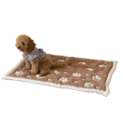 Little Dedi PetMat in Biscuit Beige | Organic Cotton Crate Pad for Small Dogs, Cats & Nursery | Seamless & Reversible | Washable | 3D Knit Comfort | 16X24 in Mat for Crates or Changing Tables
