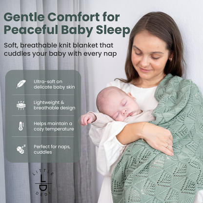 Little Dedi Hypoallergenic Baby Blanket - 30x40 Inches, Green, Oeko-TEX® Certified, Thermal-Regulating, Silky Soft Knit in Sage for Girls & Boys - Swaddle, Toddler, or Receiving Blanket