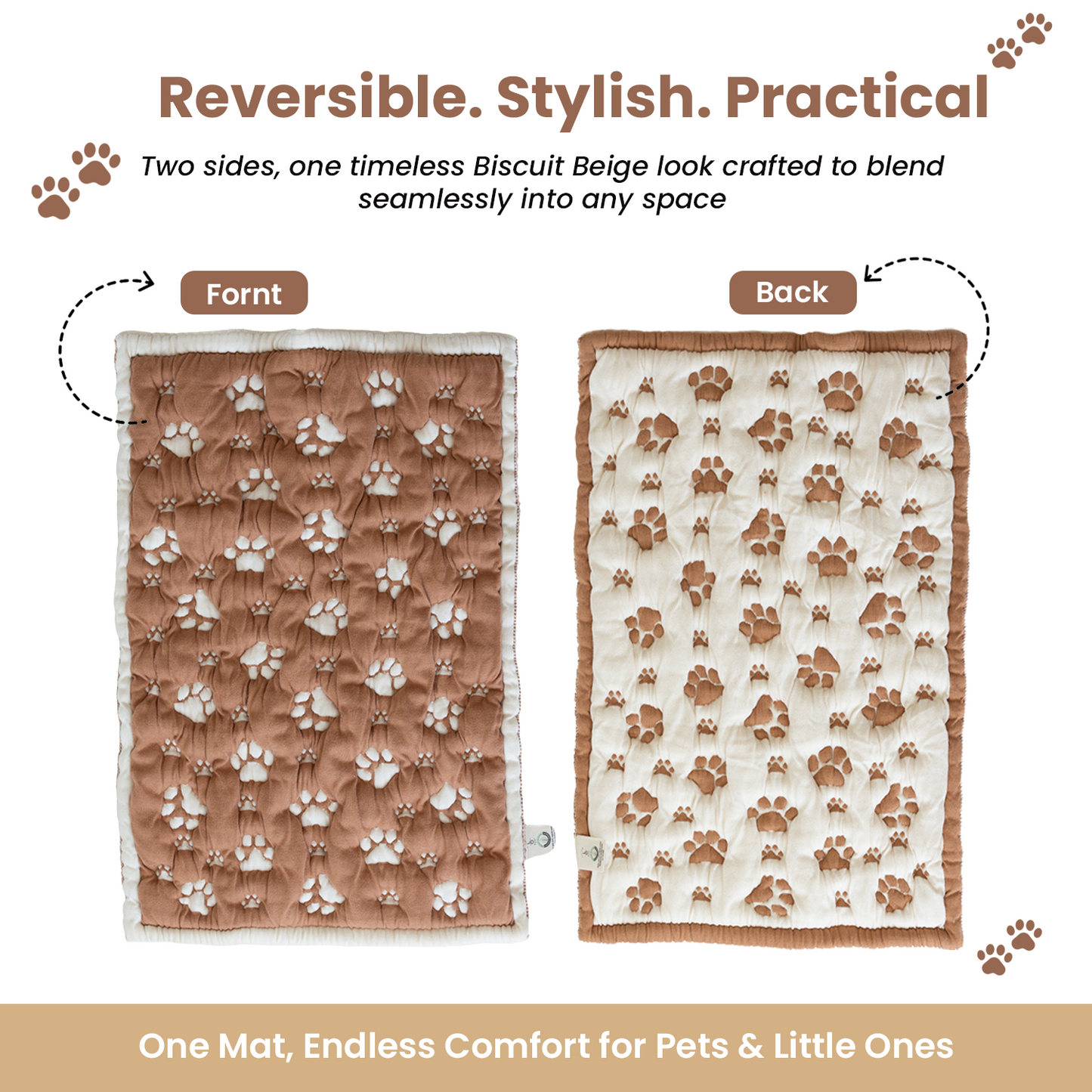 Little Dedi PetMat in Biscuit Beige | Organic Cotton Crate Pad for Small Dogs, Cats & Nursery | Seamless & Reversible | Washable | 3D Knit Comfort | 16X24 in Mat for Crates or Changing Tables