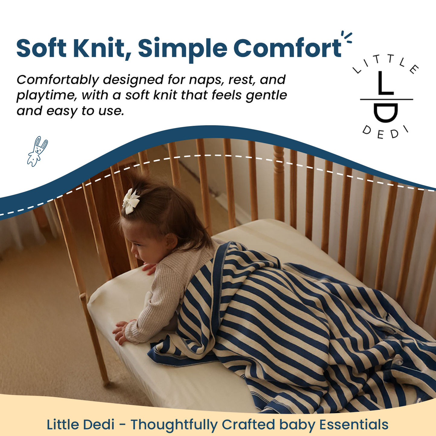 Little Dedi Amelia 100% Cotton GOTS Organic Certified Earth Ivory/Aegean Blue