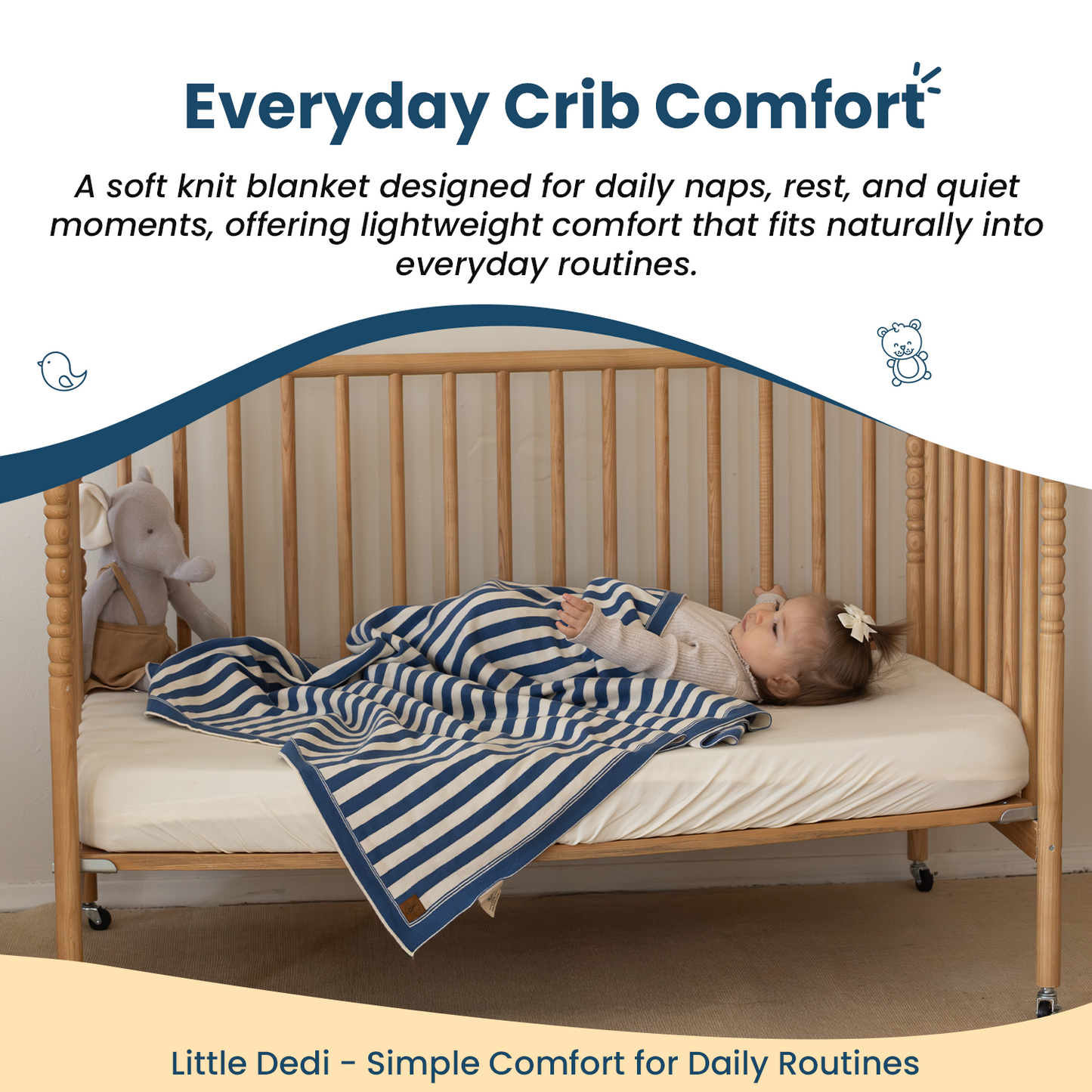 Little Dedi Amelia 100% Cotton GOTS Organic Certified Earth Ivory/Aegean Blue