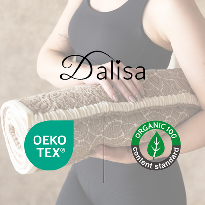 DALISA Organic Cotton Yoga Mat 24x67, Reversible & Seamless, Super Soft Sustainable Exercise Mat with Non-Slip Support, Includes Cotton Carry Bag - Cream/Mocha
