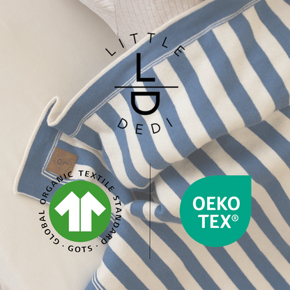 Little Dedi Amelia 100% Cotton GOTS Organic Certified Earth Ivory/Aegean Blue