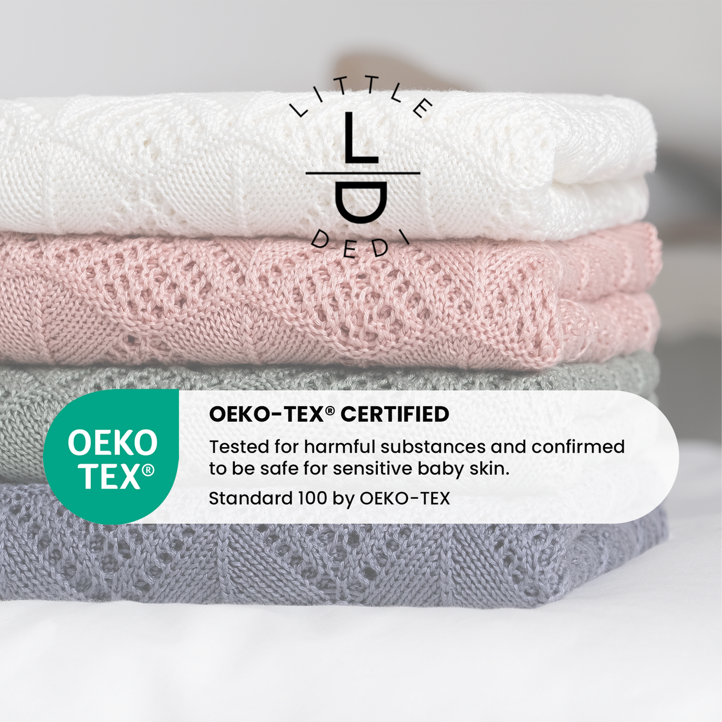 Little Dedi Hypoallergenic Baby Blanket - 30x40 Inches, Green, Oeko-TEX® Certified, Thermal-Regulating, Silky Soft Knit in Sage for Girls & Boys - Swaddle, Toddler, or Receiving Blanket