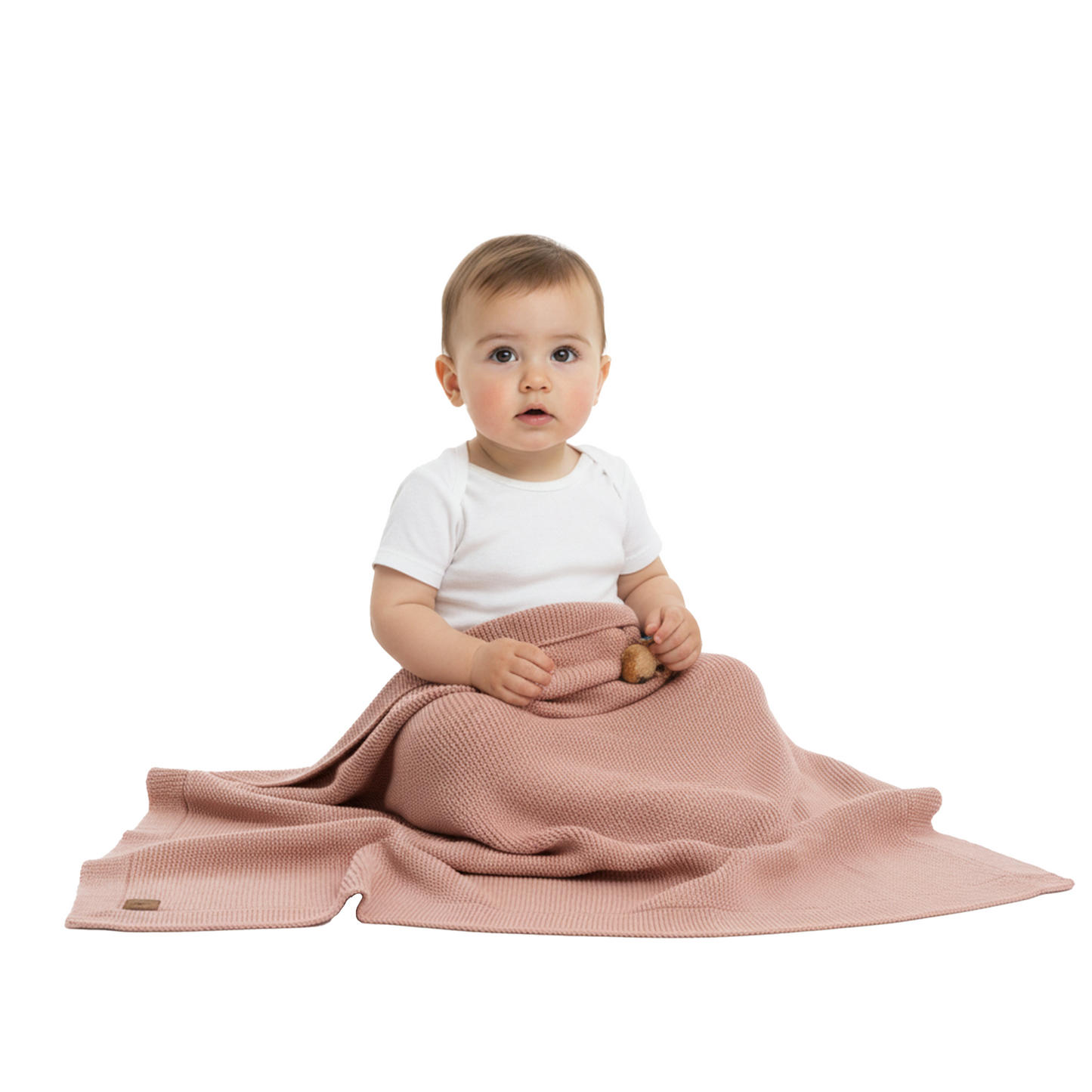 Little Dedi %100 Organik Pamuk Bebek Örgü Battaniye, Hediye Kutulu - Yumuşak Bebek, Beşik, Puset Battaniyesi - Yenidoğanlar için Nötr Kundak ve Ağız Bezi, 76x101 cm, Ege Mavisi