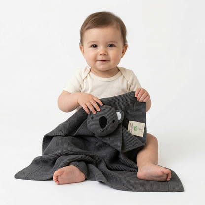 Little Dedi 100% Organic Cotton Baby Blanket with Koala Comforter – Soft Swaddle Blanket for Newborns, Crib & Pram Bedding
