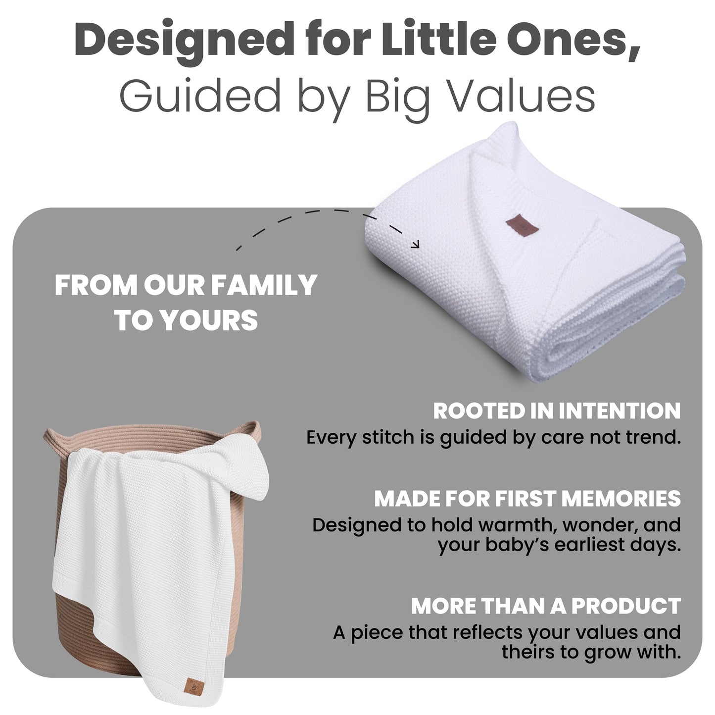 Little Dedi 100% Organic Cotton Baby Knitted Blanket with Gift Box - Soft Toddler, Crib, Stroller Blanket - Neutral Swaddle and Receiving Blanket for Newborns, 30"x40", White
